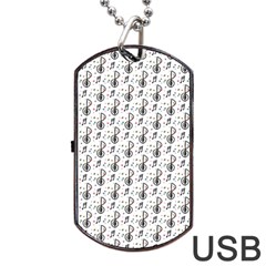 Musical Notes Pattern Dog Tag Usb Flash (two Sides) by Wegoenart