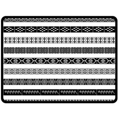 Borders Ikat Ethnic Frame Tribal Fleece Blanket (large)  by Wegoenart