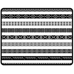 Borders Ikat Ethnic Frame Tribal Fleece Blanket (medium)  by Wegoenart