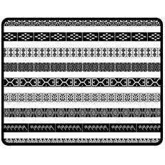 Borders Ikat Ethnic Frame Tribal Double Sided Fleece Blanket (medium)  by Wegoenart