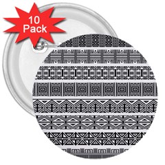 Borders Ikat Ethnic Frame Tribal 3  Buttons (10 Pack)  by Wegoenart