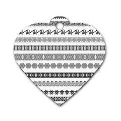 Borders Ikat Ethnic Frame Tribal Dog Tag Heart (one Side) by Wegoenart