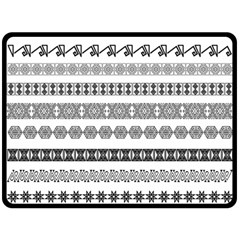 Borders Ikat Ethnic Frame Tribal Fleece Blanket (large)  by Wegoenart