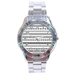 Borders Ikat Ethnic Frame Tribal Stainless Steel Analogue Watch by Wegoenart