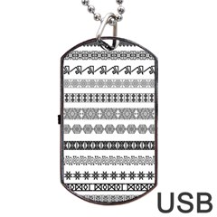 Borders Ikat Ethnic Frame Tribal Dog Tag Usb Flash (two Sides) by Wegoenart