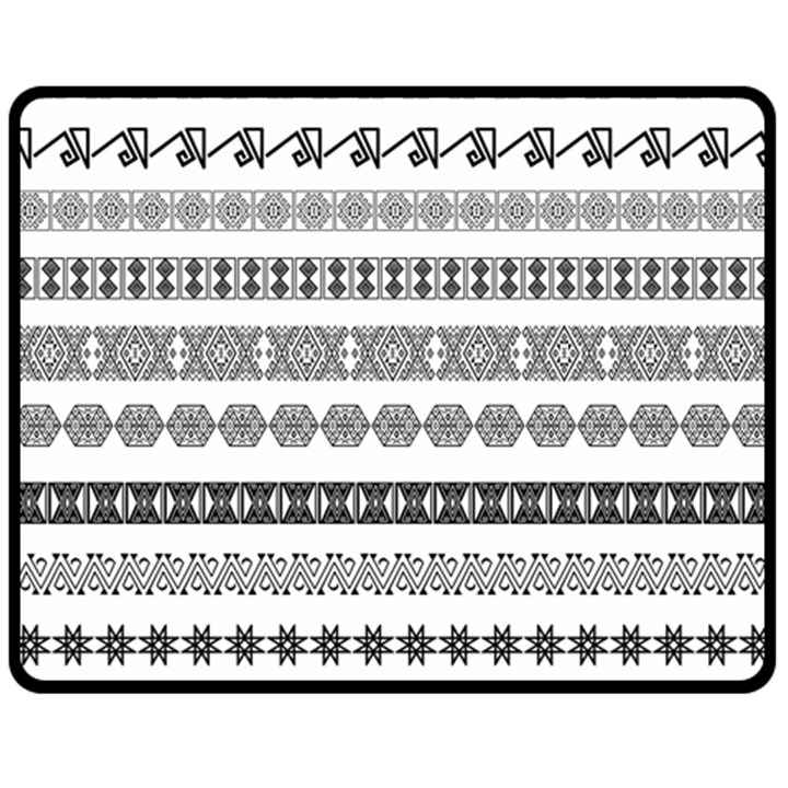 Borders Ikat Ethnic Frame Tribal Double Sided Fleece Blanket (Medium) 