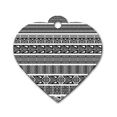 Borders Ikat Ethnic Frame Tribal Dog Tag Heart (two Sides) by Wegoenart