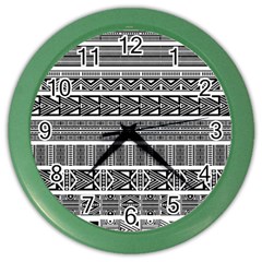 Borders Ikat Ethnic Frame Tribal Color Wall Clock by Wegoenart