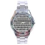 Borders Ikat Ethnic Frame Tribal Stainless Steel Analogue Watch Front