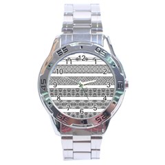 Borders Ikat Ethnic Frame Tribal Stainless Steel Analogue Watch by Wegoenart