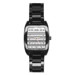 Borders Ikat Ethnic Frame Tribal Stainless Steel Barrel Watch by Wegoenart