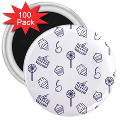 Cup Cake Cake Pattern Delicious 3  Magnets (100 Pack) by Wegoenart