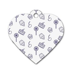 Cup Cake Cake Pattern Delicious Dog Tag Heart (two Sides)