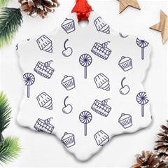 Cup Cake Cake Pattern Delicious Ornament (snowflake) by Wegoenart