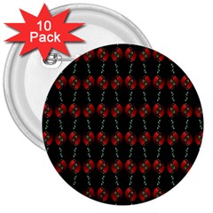 Red Silver Background Electric 3  Buttons (10 Pack)  by Wegoenart