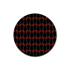 Red Silver Background Electric Rubber Coaster (round)  by Wegoenart