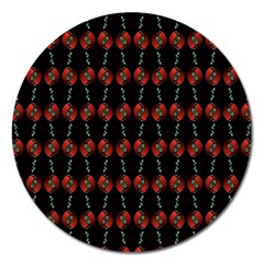 Red Silver Background Electric Magnet 5  (round) by Wegoenart