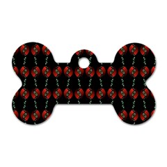 Red Silver Background Electric Dog Tag Bone (one Side)