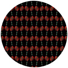 Red Silver Background Electric Wooden Puzzle Round by Wegoenart