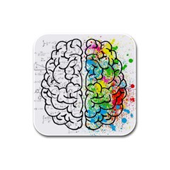 Brain Mind Psychology Idea Drawing Rubber Square Coaster (4 Pack)  by Wegoenart