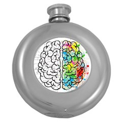 Brain Mind Psychology Idea Drawing Round Hip Flask (5 Oz) by Wegoenart