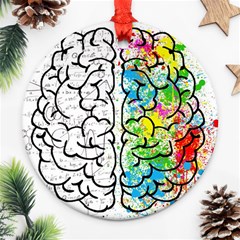 Brain Mind Psychology Idea Drawing Round Ornament (two Sides) by Wegoenart