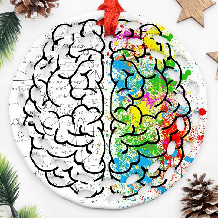 Brain Mind Psychology Idea Drawing Round Filigree Ornament (Two Sides)