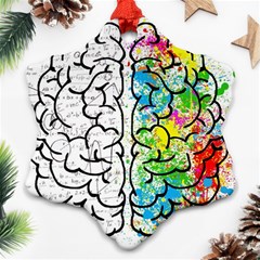 Brain Mind Psychology Idea Drawing Snowflake Ornament (two Sides) by Wegoenart