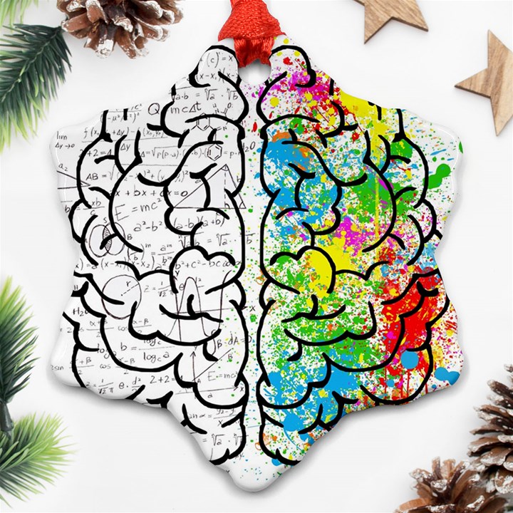 Brain Mind Psychology Idea Drawing Snowflake Ornament (Two Sides)