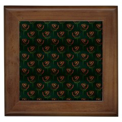 Orange Rose Wallpaper Pattern Framed Tile