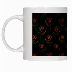 Orange Rose Wallpaper Pattern White Mugs