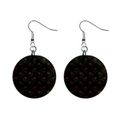 Orange Rose Wallpaper Pattern Mini Button Earrings