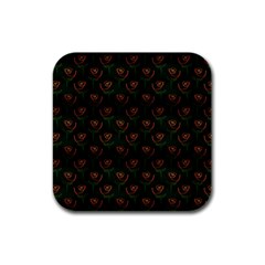 Orange Rose Wallpaper Pattern Rubber Square Coaster (4 pack) 