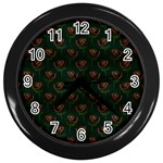 Orange Rose Wallpaper Pattern Wall Clock (Black) Front