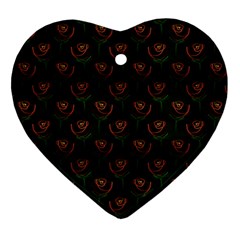 Orange Rose Wallpaper Pattern Heart Ornament (Two Sides)