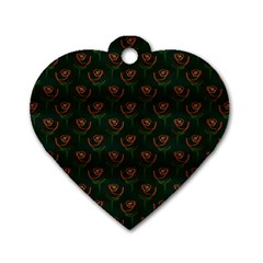 Orange Rose Wallpaper Pattern Dog Tag Heart (One Side)