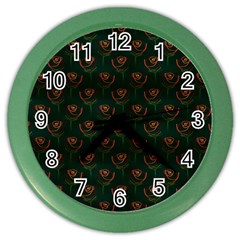 Orange Rose Wallpaper Pattern Color Wall Clock