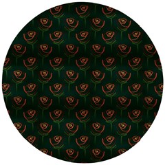 Orange Rose Wallpaper Pattern Wooden Puzzle Round