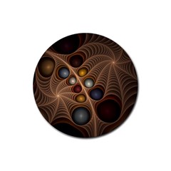 Fractal Fantasy Abstract Design Rubber Coaster (round)  by Wegoenart