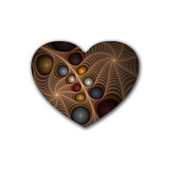 Fractal Fantasy Abstract Design Rubber Coaster (heart)  by Wegoenart