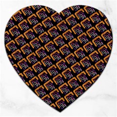 Abstract Orange Geometric Pattern Jigsaw Puzzle (heart) by Wegoenart