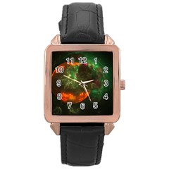 Space Cosmos Galaxy Universe Sky Rose Gold Leather Watch  by Wegoenart