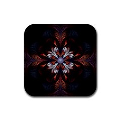 Fractal Flower Fantasy Floral Rubber Square Coaster (4 Pack)  by Wegoenart