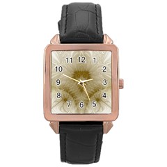 Fractal Abstract Pattern Background Rose Gold Leather Watch  by Wegoenart