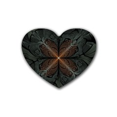 Art Abstract Fractal Pattern Rubber Coaster (Heart) 