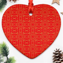 Chinese Background Red Heart Ornament (two Sides) by Wegoenart