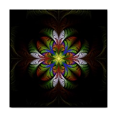 Fractal Flower Fantasy Pattern Tile Coaster by Wegoenart