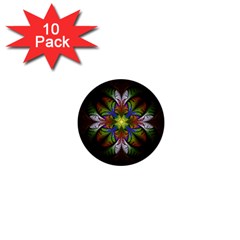 Fractal Flower Fantasy Pattern 1  Mini Buttons (10 Pack)  by Wegoenart