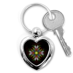 Fractal Flower Fantasy Pattern Key Chain (heart)