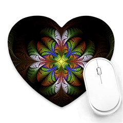 Fractal Flower Fantasy Pattern Heart Mousepads by Wegoenart